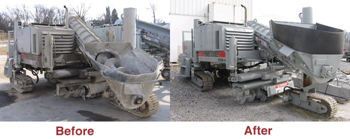 Before and After Pictures of a fixed up curb machine