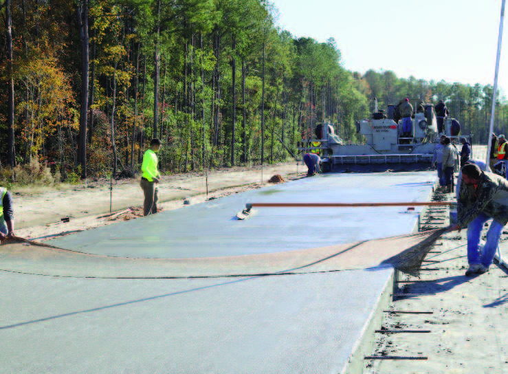 Verlington Concrete using Power Curbers for Shop Road Extension in South Carolina