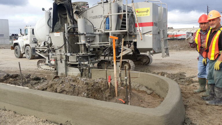 Using a curb machine to create a curb with a tight radius